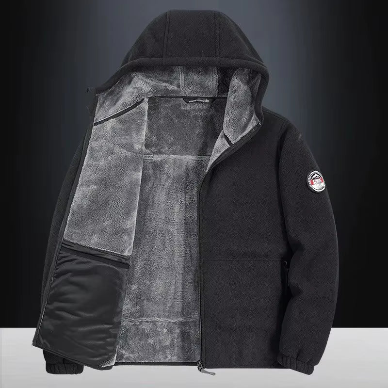 Autumn/Winter Men'S New Fleece-Lined Jacket Inner Lining Fleece-Lined Double Warm Loose Fit Men'S Jacket23