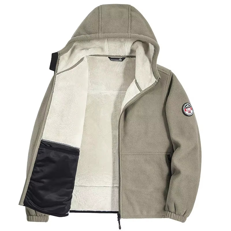 Autumn/Winter Men'S New Fleece-Lined Jacket Inner Lining Fleece-Lined Double Warm Loose Fit Men'S Jacket23