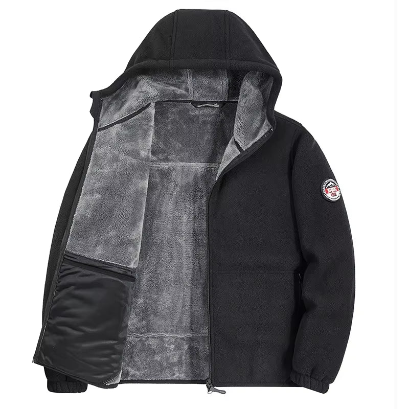 Autumn/Winter Men'S New Fleece-Lined Jacket Inner Lining Fleece-Lined Double Warm Loose Fit Men'S Jacket23