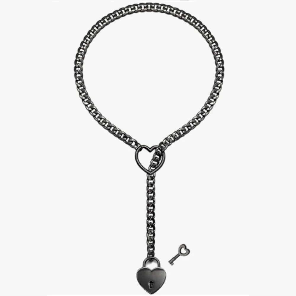 Love Heart Adjustable Necklace Fashion Gothic Metal Chain Pendant Y2K Hip Hop Simple Woman Accessories Jewelry Gift for Girl Men