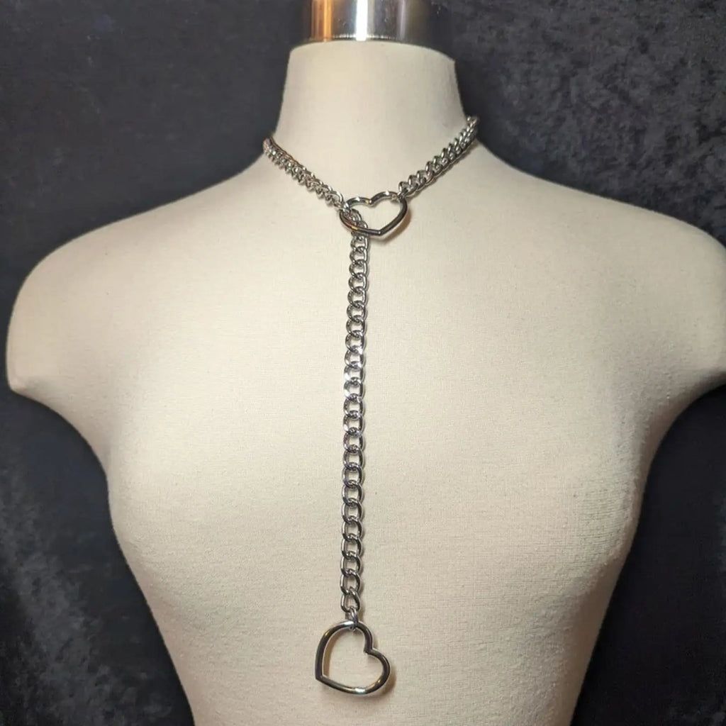 Love Heart Adjustable Necklace Fashion Gothic Metal Chain Pendant Y2K Hip Hop Simple Woman Accessories Jewelry Gift for Girl Men