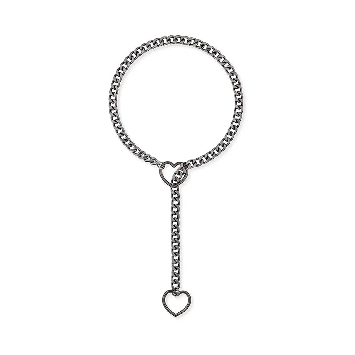 Love Heart Adjustable Necklace Fashion Gothic Metal Chain Pendant Y2K Hip Hop Simple Woman Accessories Jewelry Gift for Girl Men