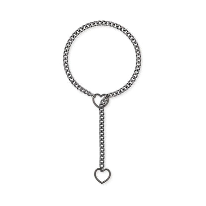 Love Heart Adjustable Necklace Fashion Gothic Metal Chain Pendant Y2K Hip Hop Simple Woman Accessories Jewelry Gift for Girl Men